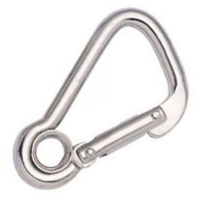 OBLIQUE ANGLE SNAP HOOK WITH EYELET AND RIVET AT BOTH END