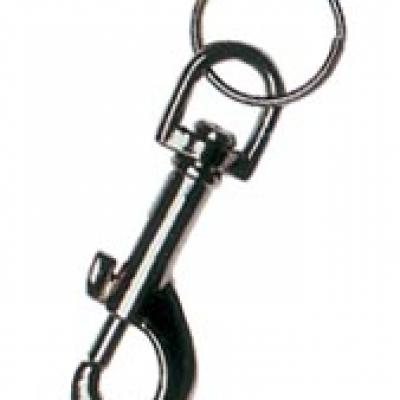 SWIVEL EYE BOLT SNAP WITH KEY RING, ZINC ALLOY, NKL PL